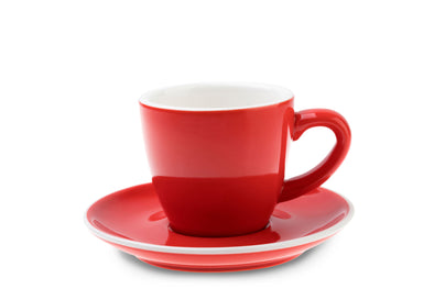 6 x RED 6oz Cup & Saucer