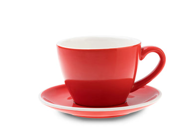 6 x RED 8oz Cup & Saucer